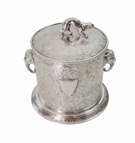 Engraved Biscuit Box Finial English Silver Plate c.1875