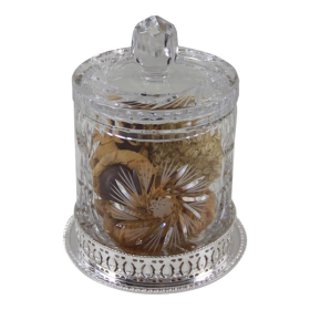 Cookie Jar Silver Plated Base and Cut Crystal Body & Lid