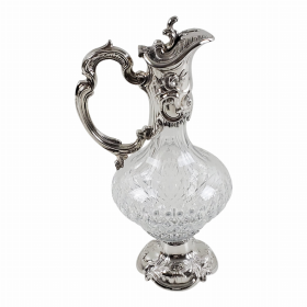 Claret Jug-French Cut Crystal   Silver Plate