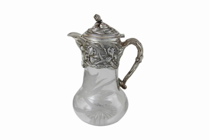 Claret Jug-Nouveau Cut & Etched Silver Plate