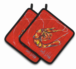 Red Shrimp Pair of Pot Holders