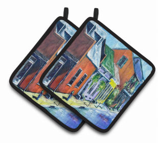 Somewhere Close Houses Pair of Pot Holders