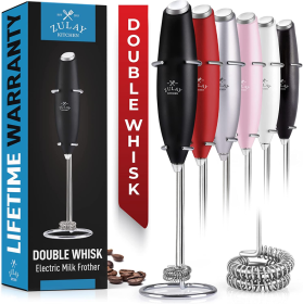 sDouble Whisk Milk Frother With Stand