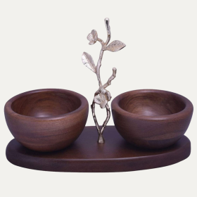 Acacia Wood Two  Nut Bowls