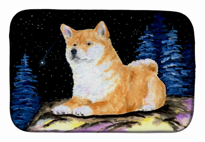 Starry Night Shiba Inu Dish Drying Mat