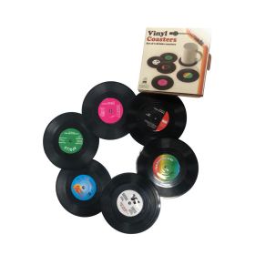 6pcs Coasters With Gift Box; Vinyl Record Coasters For Drinks Novelty ; Funny Absorbent Retro Style Home Decor; Hot Coffee Cup Placement