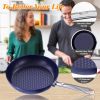 Blue 3D Diamond Cookware Frying Pan Sets Non Stick 3Pcs