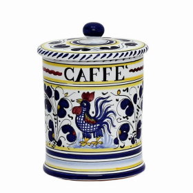 ORVIETO ROOSTER Canisters (Color: Blue, size: 4.5 DIAM. X 6 HIGH (Dimensions measured in Inches))