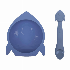 Silibowl & Spoon (Color: Mineral Blue)