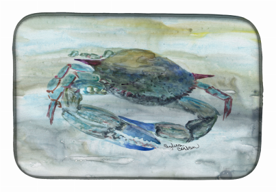 Watercolor Dish Drying Mat (Color: Blue Crab, size: 14 x 21)