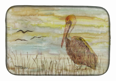 Yellow Sky Dish Drying Mat (Color: Brown Pelican, size: 14 x 21)