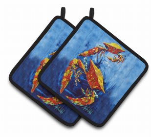 Crab Pair of Pot Holders (Color: Crab Puddle O' Two, size: 7.5 x 7.5)