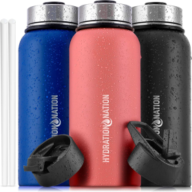 Hydration Nation Thermo Insulated Water Bottle (Color: PCH, size: 32OZ)