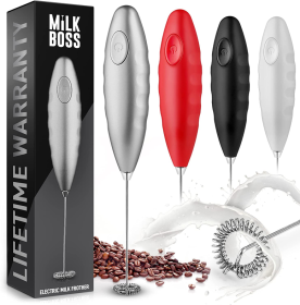 Milk Boss Milk Frother - Double Grip (Batteries Included) (Color: SLVR)