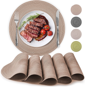 Round Placemats Braided (Color: BRWN)