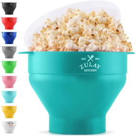 Collapsible Silicone Popcorn Maker (Color: AQUA)