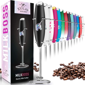 Classic Milk Frother With Stand (Color: BLK)