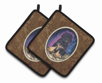 Starry Night Tibetan Mastiff Pair of Pot Holders (size: 7.5 x 7.5)