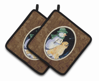 Golden Retriever Pair of Pot Holders (size: 7.5 x 7.5)