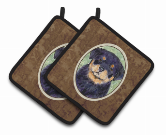 Rottweiler Pair of Pot Holders (size: 7.5 x 7.5)