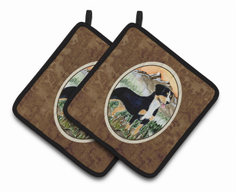 Entlebucher Mountain Dog Pair of Pot Holders (size: 7.5 x 7.5)