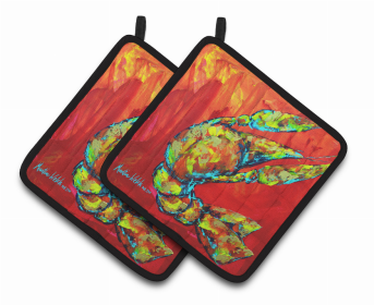 CrawfishPair of Pot Holders (Color: Crawfish Hot Craw, size: 7.5 x 7.5)