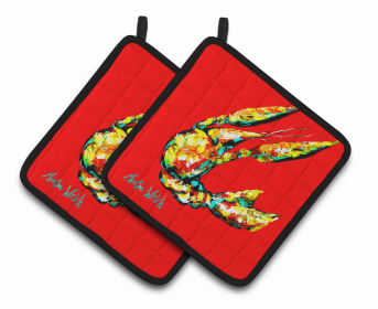 CrawfishPair of Pot Holders (Color: Crawfish Move Over, size: 7.5 x 7.5)