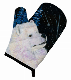 Starry Night Samoyed Oven Mitt (size: 8.5 x 12)