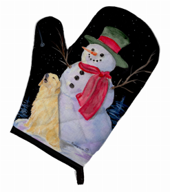 Snowman with Golden Retriever Oven Mitt (size: 8.5 x 12)