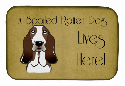 Spoiled Dog Lives Here Dish Drying Mat (Color: Basset Hound, size: 14 x 21)