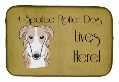 Spoiled Dog Lives Here Dish Drying Mat (Color: Borzoi, size: 14 x 21)