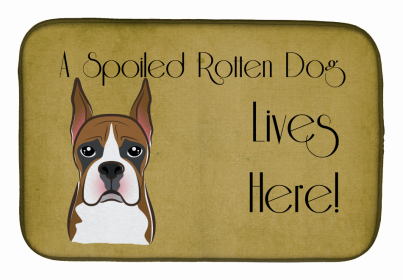 Spoiled Dog Lives Here Dish Drying Mat (Color: Boxer, size: 14 x 21)