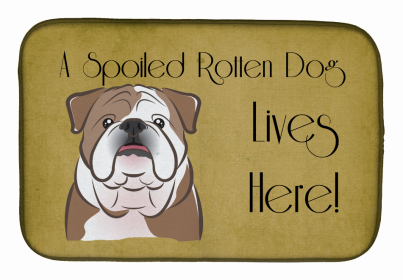 Spoiled Dog Lives Here Dish Drying Mat (Color: English Bulldog, size: 14 x 21)