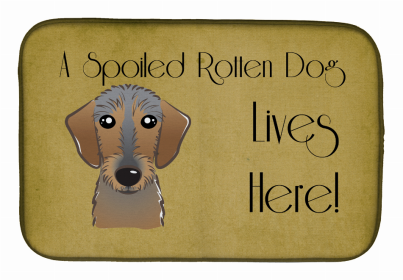 Spoiled Dog Lives Here Dish Drying Mat (Color: Dachshund - Wirehair, size: 14 x 21)