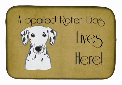 Spoiled Dog Lives Here Dish Drying Mat (Color: Dalmatian, size: 14 x 21)