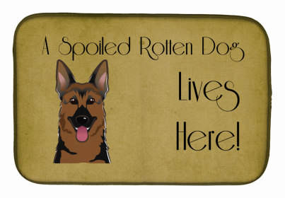 Spoiled Dog Lives Here Dish Drying Mat (Color: German Shepherd, size: 14 x 21)