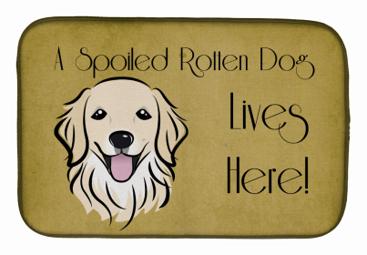 Spoiled Dog Lives Here Dish Drying Mat (Color: Golden Retriever, size: 14 x 21)