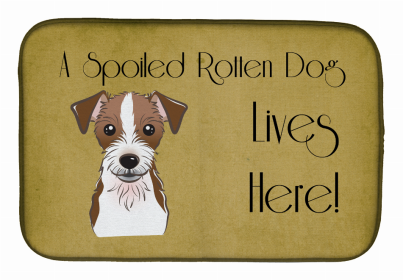 Spoiled Dog Lives Here Dish Drying Mat (Color: Jack Russell Terrier - Wirehair, size: 14 x 21)