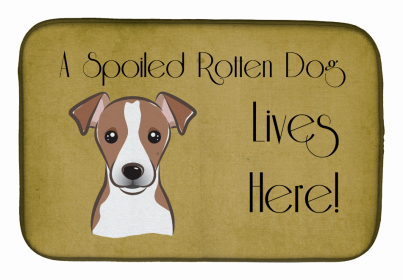 Spoiled Dog Lives Here Dish Drying Mat (Color: Jack Russell Terrier, size: 14 x 21)