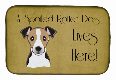 Spoiled Dog Lives Here Dish Drying Mat (Color: Jack Russell Terrier - Tricolor, size: 14 x 21)