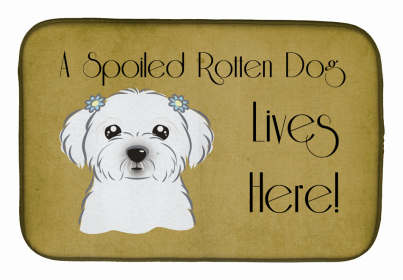 Spoiled Dog Lives Here Dish Drying Mat (Color: Maltese, size: 14 x 21)