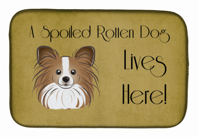 Spoiled Dog Lives Here Dish Drying Mat (Color: Papillon, size: 14 x 21)