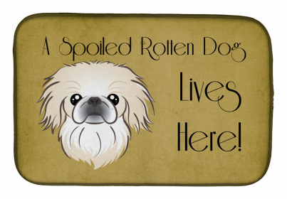 Spoiled Dog Lives Here Dish Drying Mat (Color: Pekingese, size: 14 x 21)