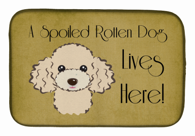 Spoiled Dog Lives Here Dish Drying Mat (Color: Poodle - Buff, size: 14 x 21)