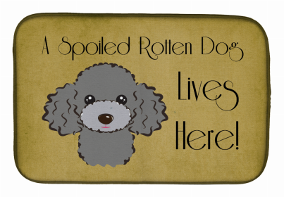 Spoiled Dog Lives Here Dish Drying Mat (Color: Poodle - Silver, size: 14 x 21)