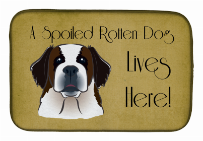 Spoiled Dog Lives Here Dish Drying Mat (Color: Saint Bernard, size: 14 x 21)