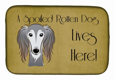 Spoiled Dog Lives Here Dish Drying Mat (Color: Saluki, size: 14 x 21)