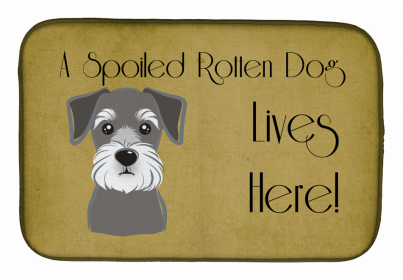 Spoiled Dog Lives Here Dish Drying Mat (Color: Schnauzer, size: 14 x 21)