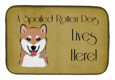 Spoiled Dog Lives Here Dish Drying Mat (Color: Shiba Inu, size: 14 x 21)