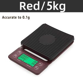 3kg/0.1g Digital kitchen Weight Grams Electronic High Precision Coffee Scale (Ships From: China, Color: Red 5kg 0.1g)